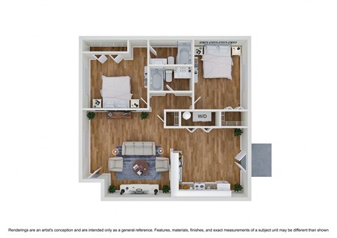 Floor plan for 2 beds, 2 baths, 1200 sqft
